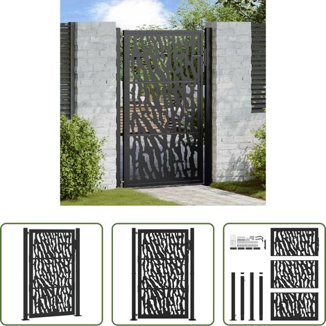vidaXL Schwarz Gartentor - Gartentor Schwarz 100x150 cm Stahl Trace Design (1/5)