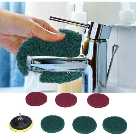 Disque de polissage [Scouring Pad] [Sans marque] [Modèle standard] [Nylon et plastique] - Lot de 6 disques adhésifs 4in pour bois et surfaces irrégulières (1/5)