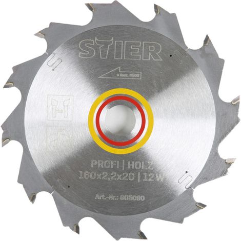 Lame de scie circulaire STIER Profi, bois, 160x2,2x20 12W, angle de coupe 20° (1/4)