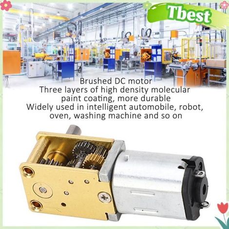 Tbest Moteur à engrenages à vis sans fin turbo Moteur à engrenage à vis sans fin Turbo brossé DC 3 V Mini réduction 1 auto arbre (1/5)
