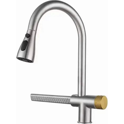 Robinet de Cuisine avec Douchette Extractible Inox Argent (1/3)