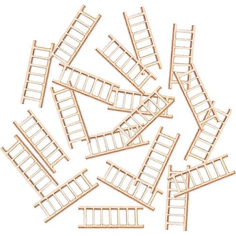 Échelles miniatures en bois compatibles avec la décoration de maison de poupée, 20 pièces, accessoires de bricolage (1/5)