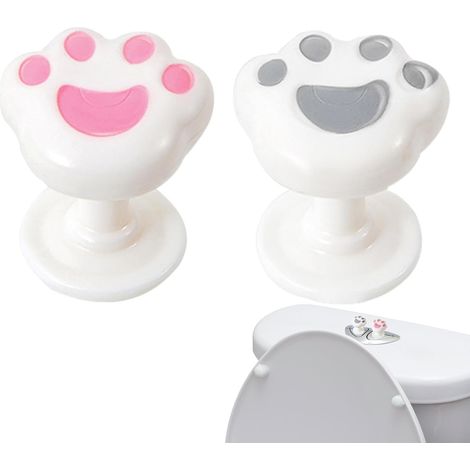 CCYKXA Niedlicher Toilettenknopf, 2-teiliges, kätzchenpfotenförmiges Druckwerkzeug, tragbarer Toilettenspülknopf, Spülknopf für oben, Druckknopfhilfe (1/4)