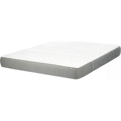 Colchón de espuma visco gel medio con funda extraíble de poliéster con cremallera blanco y gris 140 x 200 cm Happiness
