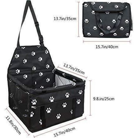 Sac Siege Voiture Chien Chat - Etanche Respirant Protection Siege Auto - 40 x 32 x 25 cm - Noir - 1 Piece (1/4)
