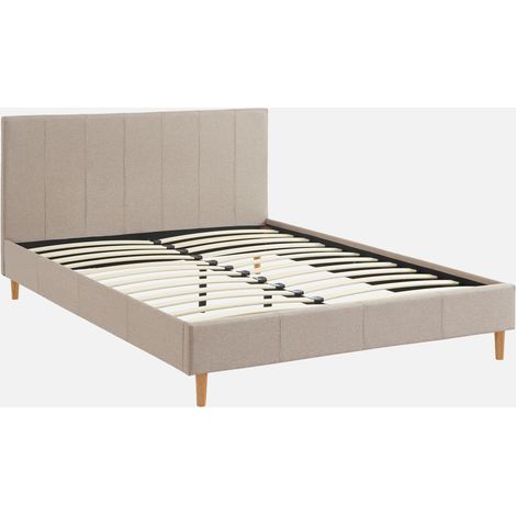Struttura letto con rete a doghe e testiera 140x190cm, tessuto semplice