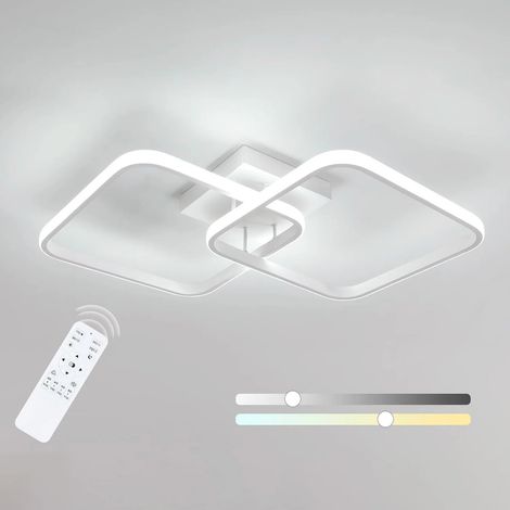 Plafonnier LED carré avec télécommande 50W, plafonnier moderne dimmable 3000K-6500K, éclairage réglable pour chambre et salon (1/5)