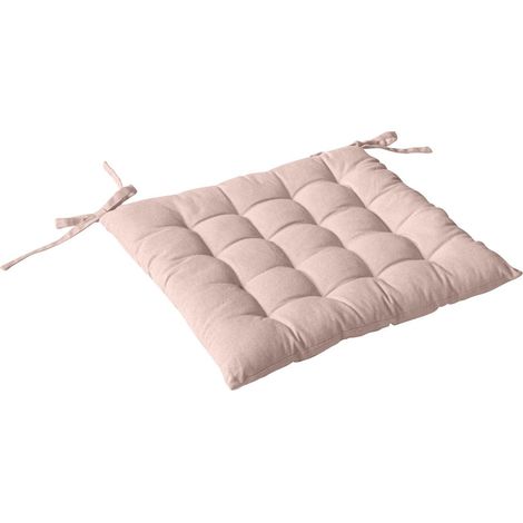 Galette de Chaise Piquée Uni "Panama" 38x38cm Vieux Rose