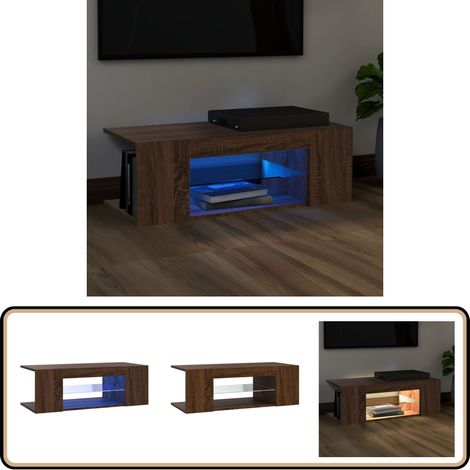Meuble TV avec lumières LED Chêne marron 90x39x30 cm - Meubles Tv - Meuble Tv - Unité Tv - Support Tv - Télévision