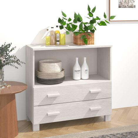 vidaXL Credenza HAMAR Bianca 85x35x80 cm in Legno Massello di Pino (1/5)