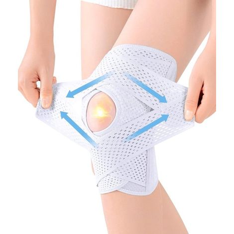 Rodillera para mujer - Cierre de velcro - Almohadilla de gel rotuliana - Ortesis para hombre - Dolor articular por osteoartritis - Deportiva - Blanca - XXL (1/5)
