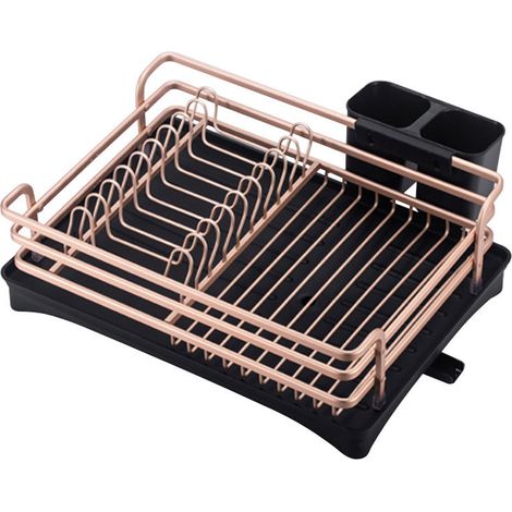 Égouttoir à vaisselle en aluminium, étagère d'égouttage double couche en alliage d'aluminium, grande capacité, support de rangement à monter soi-même-AquaForge (1/5)
