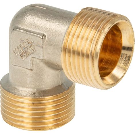 tecuro Winkel 90° mit beidseitig Eurokonus G 3/4 Zoll AG, DN 20, DVGW, Messing teilvernickelt