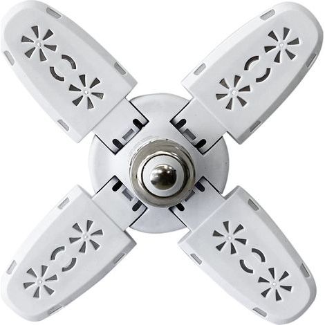 Plafonnier LED Garage 38W 6000LM 6500K - 4 Panneaux Réglables E27/E26, pour Atelier, Entrepôt, Intérieur/Extérieur