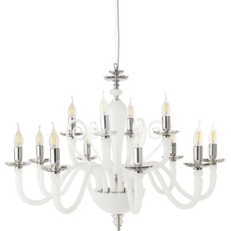 Lampada a sospensione DEBUSSY in vetro lavorato a mano D84 cm Bianco Satinato 12 LUCI (1/3)