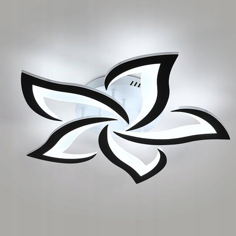 Goeco – Plafonnier LED 60W noir – Design floral moderne – Lumière blanche froide 6500K – Éclairage 15-20m² – Installation facile (1/5)