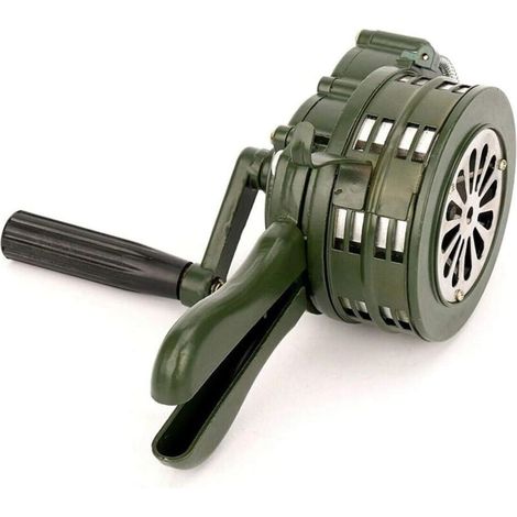 Hand-cranked horn, portable siren, 110dB, manually operated metal alarm, emergency security alarm, Air Raid