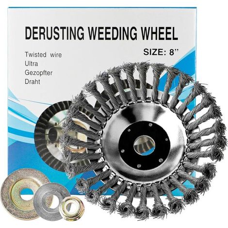 1 tête de brosse de désherbage, 200 mm, ouverture 25,4 mm, acier, jusqu'à 10000 tr/min, pour trottoirs murs joints de chaussée (1/5)
