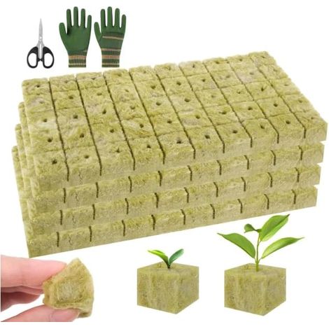 Cubes de Laine de Roche - 200 Pièces - Matériau Naturel - Idéal Hydroponie et Boutures - Pour Jardiniers Amateurs et Pros - 2,5 x 2,5 x 2,5 cm