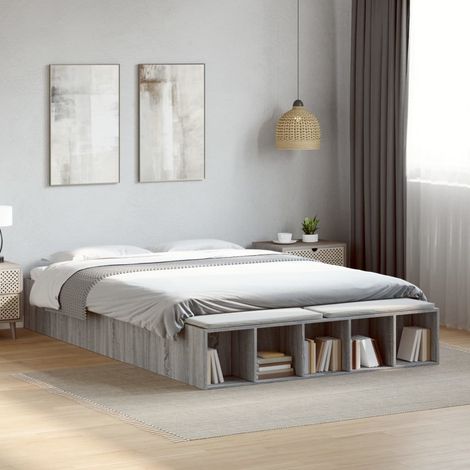 Bed Frame without Mattress Grey Sonoma 150x200 cm King Size vidaXL (1/5)