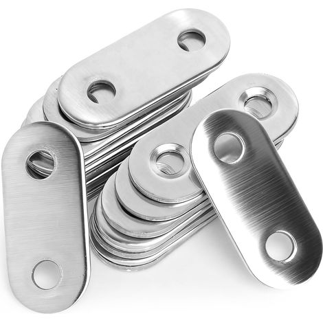 Lot de 20 Équerres Plates Inox 16×37 mm, Plaques de Fixation Métal Perforées, Connecteurs d’Angle Plats, Plaques de Renfort pour Meubles, Avec Vis pour Assemblage et Réparation DIY du Bois (1/5)