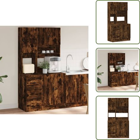 The Living Store Küchenschrank Räuchereiche 95x50x180 cm Holzwerkstoff - Küchenregal - Holzschrank - Esszimmertisch - Wohnraumorganisation - Möbel Online Kaufen (1/5)