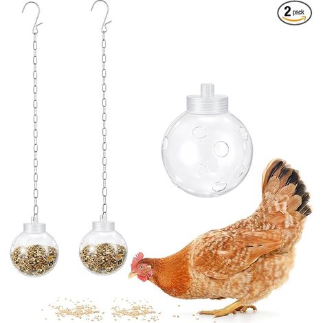 Jouet Suspendu Poules avec chaîne, Distributeur Lent Poules,Distributeur interactif à piquer pour pour élevage d'oiseaux (1/5)