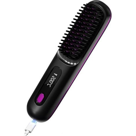 Lisseur sans fil - Lisseur portable rechargeable par USB - Lisseur résistant à la chaleur - Convient à tous les types de cheveux - Noir (1/4)