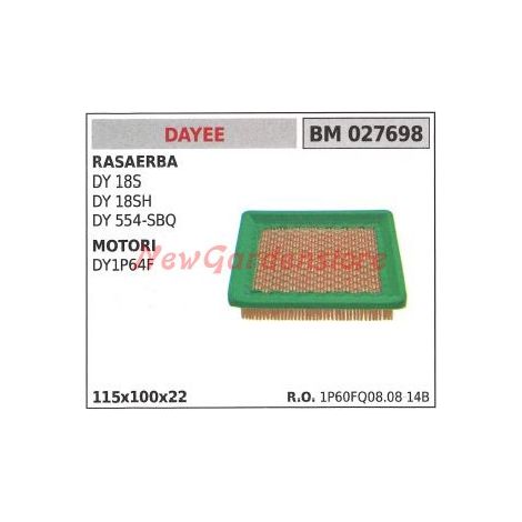 Luftfilter DAYEE für Rasenmäher DY 18S und Motoren DY1P64F 027698