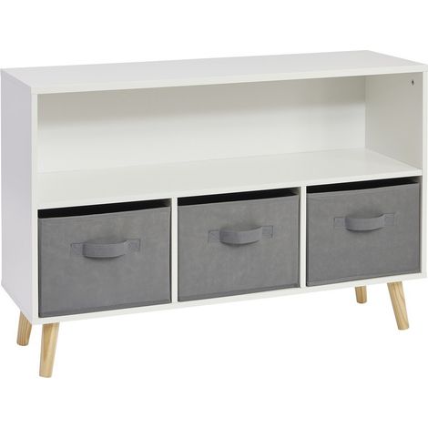 Kids Storage Shelf and Fabric Storage Bins - L28 x W90 x H60 cm