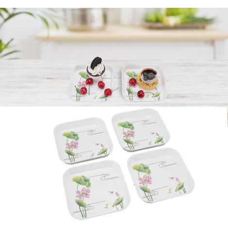 Assiette à grignoter 4 pièces / Assiette à cracher les os / Service de petites assiettes / Assiette à cracher les os / Petite assiette carrée / Assiette à fruits / Assiette à déchets / Assiette à grig (1/5)