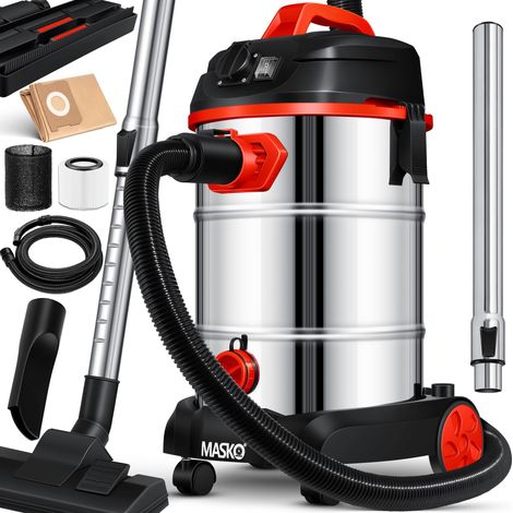 Masko® Industriestaubsauger Staubsauger Nass Trocken Sauger Edelstahl max. 1800W Rot (1/5)