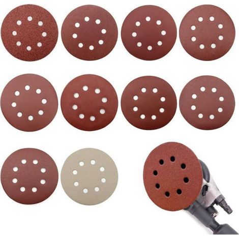 Disque abrasif de ponceuse 125 mm – Lot de 100 disques – Assortiment grains 80 à 3000 – Pour ponçage bois, métal, plastique - 100pcs (1/5)