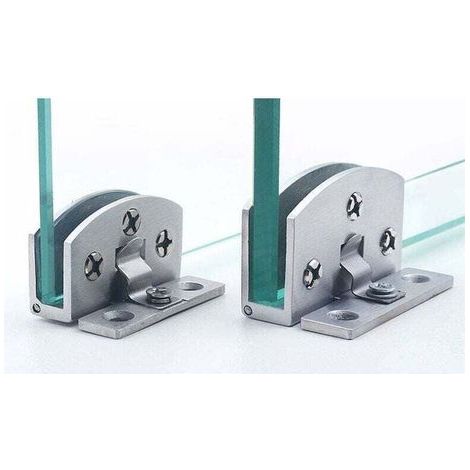 (2 pièces) Charnière de porte en verre d'armoire en acier inoxydable Charnière de porte d'armoire à vin Charnière en verre d'armoire Pince à verre d'armoire sans perage (Grand) (1/5)