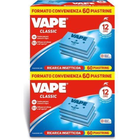 2 X Vape RICARICA 60 PIASTRINE 12 Ore Classic contro zanzare comuni e tigre (1/5)