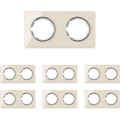 Plaque de finition Garda, en verre, horizontal, 2 postes (lot de 7) - beige