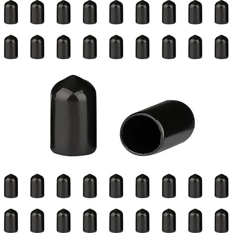 Protections de Filetage de vis - Lot de 200 Caoutchouc PVC Capuchons Ronds, Couvercle en Caoutchouc, Cache Vis Noir, pour Tubes Ronds (Profondeur Approx : 16.3mm, Diamètre Intérieur : 9mm),XJDG-9 (1/5)
