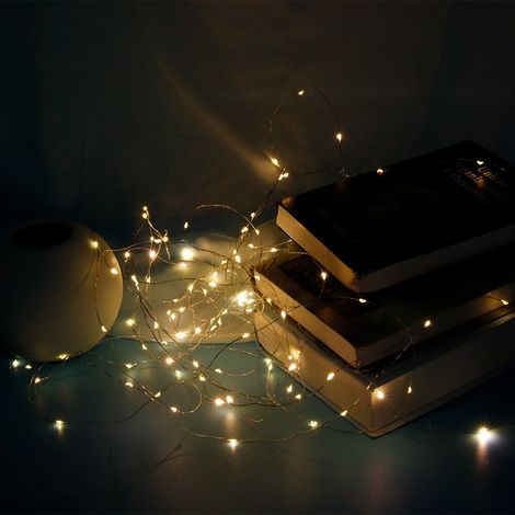 guirnalda de luces, 100 LED, cable de cobre, 10 m, interruptor, decoración para fiestas, Navidad, bodas (1/5)