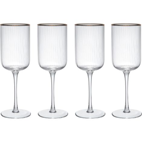 Mikasa Sorrento Glasses de Crystal Red Wine Glasses with Gold Rim and Wide Shape, 375ml, Set de 4 Fine Clear Lead-Free Glasses, Elegant Celebration Design