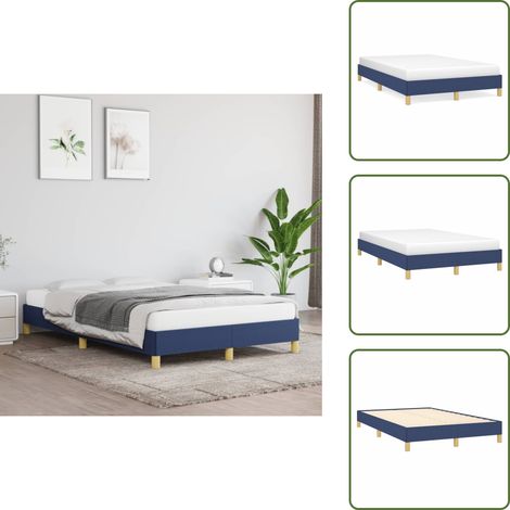 Cama de tela - vidaXL Estructura de cama sin colchón tela azul 120x200 cm - Cama de madera