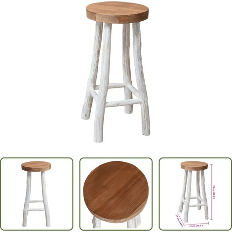 Bois teck - Chaise de bar Bois de teck solide (1/5)
