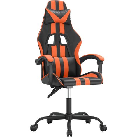 Silla gaming giratoria cuero sintético negro y naranja vidaXL