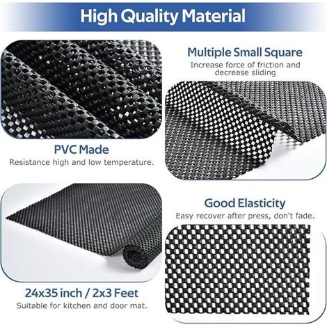 Alfombrilla antideslizante multiusos, negra, impermeable, para el hogar, la oficina, el coche, la cocina y el baño. (1/3)
