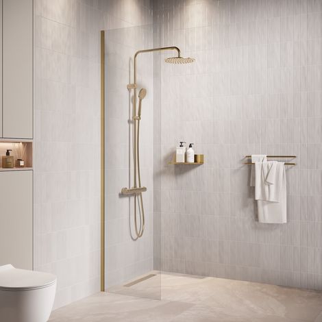 Badplaats – Douche à l’italienne Florida 40 x 200 cm – Paroi fixe en verre de sécurité 8 mm – Traitement anticalcaire – Installation murale (1/5)