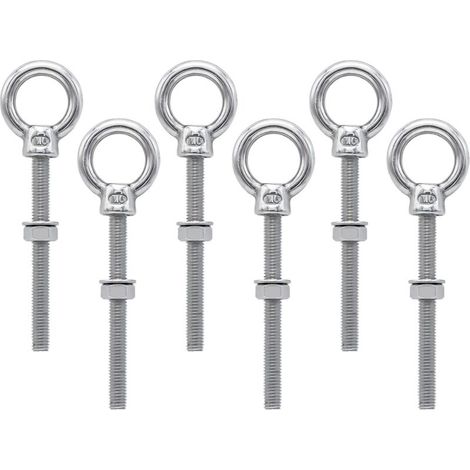 Boulons à oeil M6 x 60 mm Vis à Anneau M6 avec filetage métrique en acier inoxydable pour Fixation et Suspension, 6 pièces
