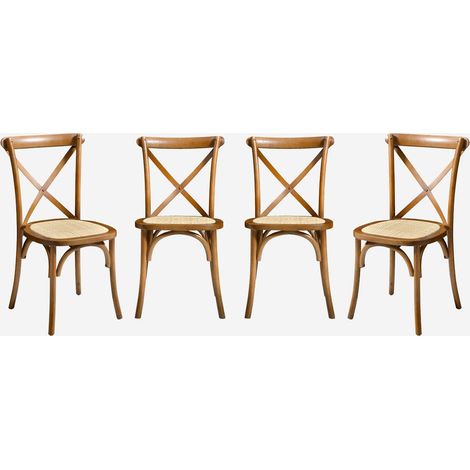 Set di 4 sedie da bistrot vintage in legno