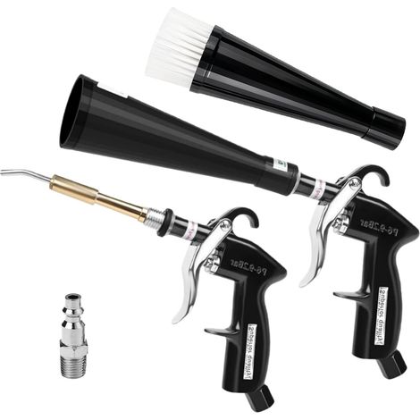 Pistolet De Nettoyage Voiture, Pistolet De Nettoyage À Sec Avec 2 Buses Et Adaptateur De Compresseur, Soufflette Compresseur, Pistolet De Soufflage Et Séchage Pour Intérieur De Voiture, Tapis (1/5)
