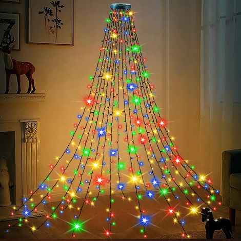 8 guirlandes lumineuses d'arbre, 280 anneaux lumineux d'arbre LED, hauteur 2 m, 8 modes, fête de noël, mariage, décoration anniversaire (1/5)