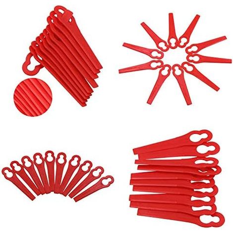 100 lames de rechange en plastique pour coupe-bordures Lidl Florabest, longueur 83 mm, grand trou 10 mm, petit trou 5 mm (1/5)