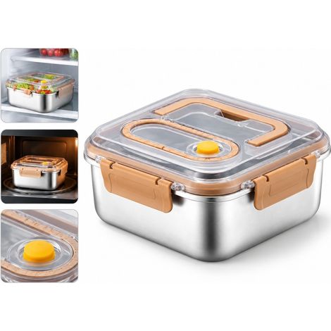 1 Set 1 800 ml Boîte de Conservation sous Vide en Inox 316 Couvercle Transparent PP 21 x 21 x 8 cm 0,5 kg Cuisine Placard (1/5)